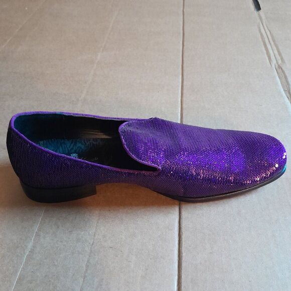 After Midnite 6865 Men\'s Designer Loafer Dress Shoes Purple Sequin Size 12 main image 4
